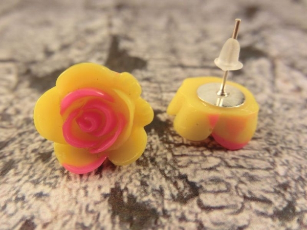 Cabochon Blumen Ohrstecker Blüte Rose Flower